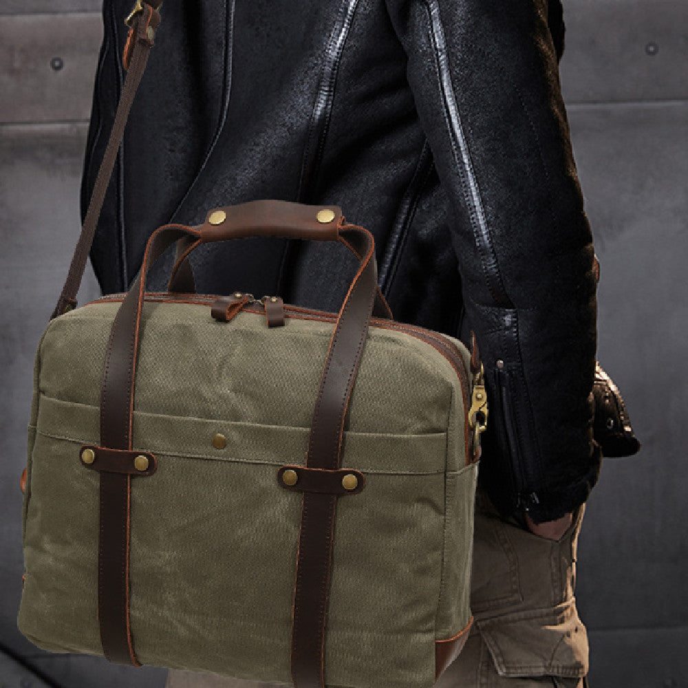 Waxed Canvas Vintage Travel Men's Briefcase