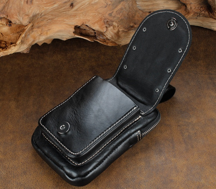 Mens Leather Pouch Belt Biker Hiking Camp Phone Pocket Waist Bags