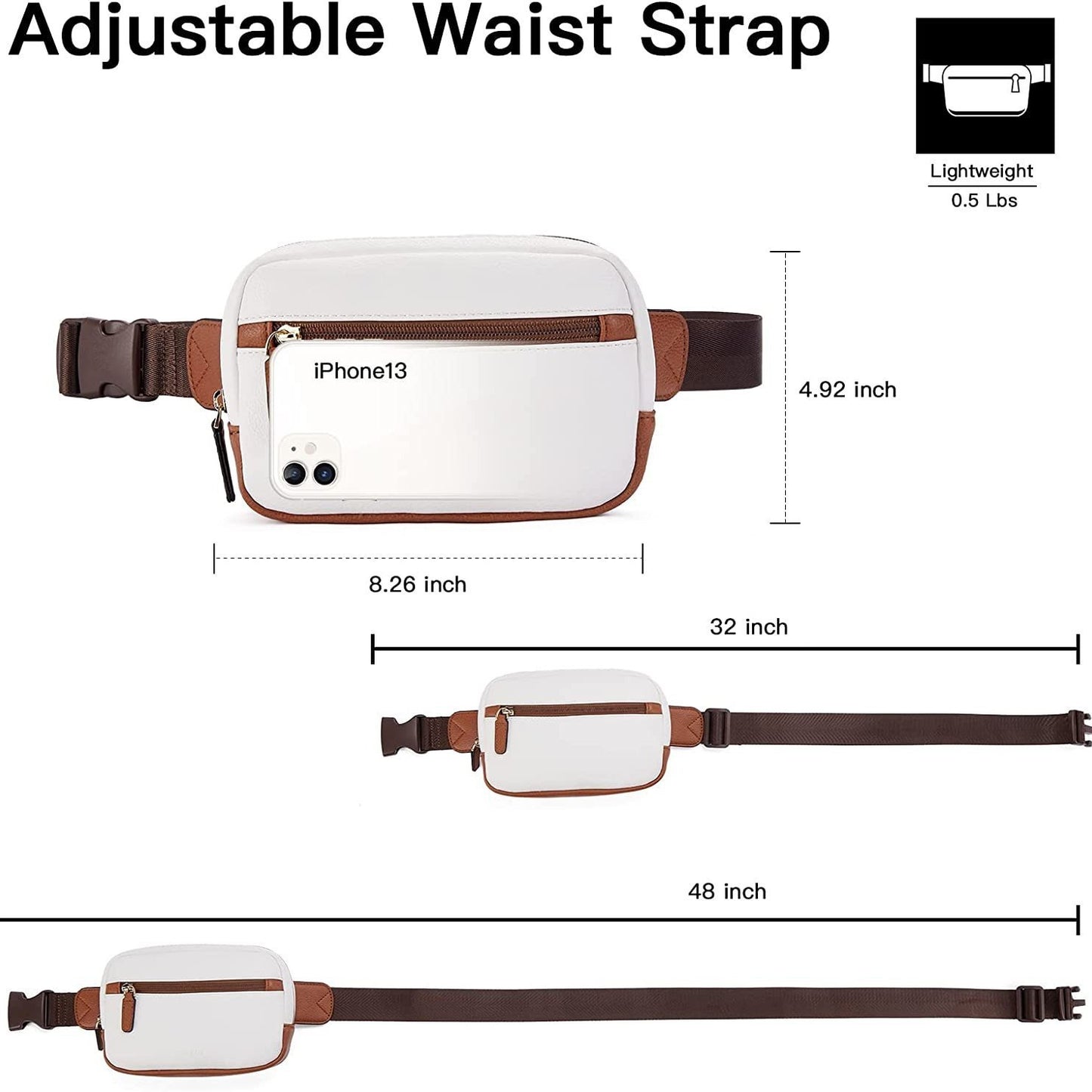 PU Leather Waist Bag Adjustable Shoulder Strap