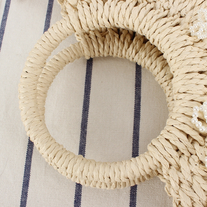 Simple Semicircle Paper-string Woven Beach Handmade Vacation Bag