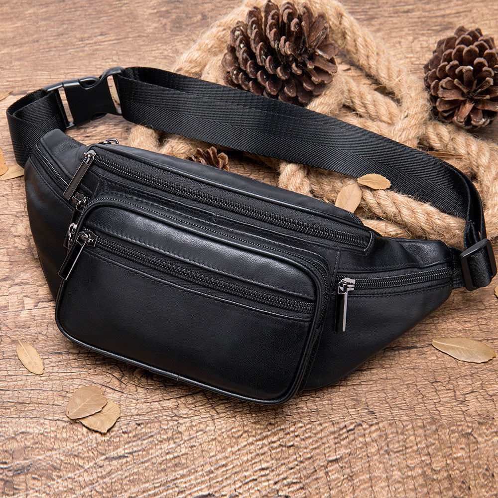 Men's Sheepskin Mobile Phone Waist Bag Sports Leisure